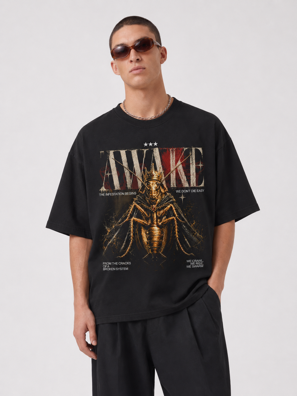 Awake Cockroach Janta Party Oversized T Shirt
