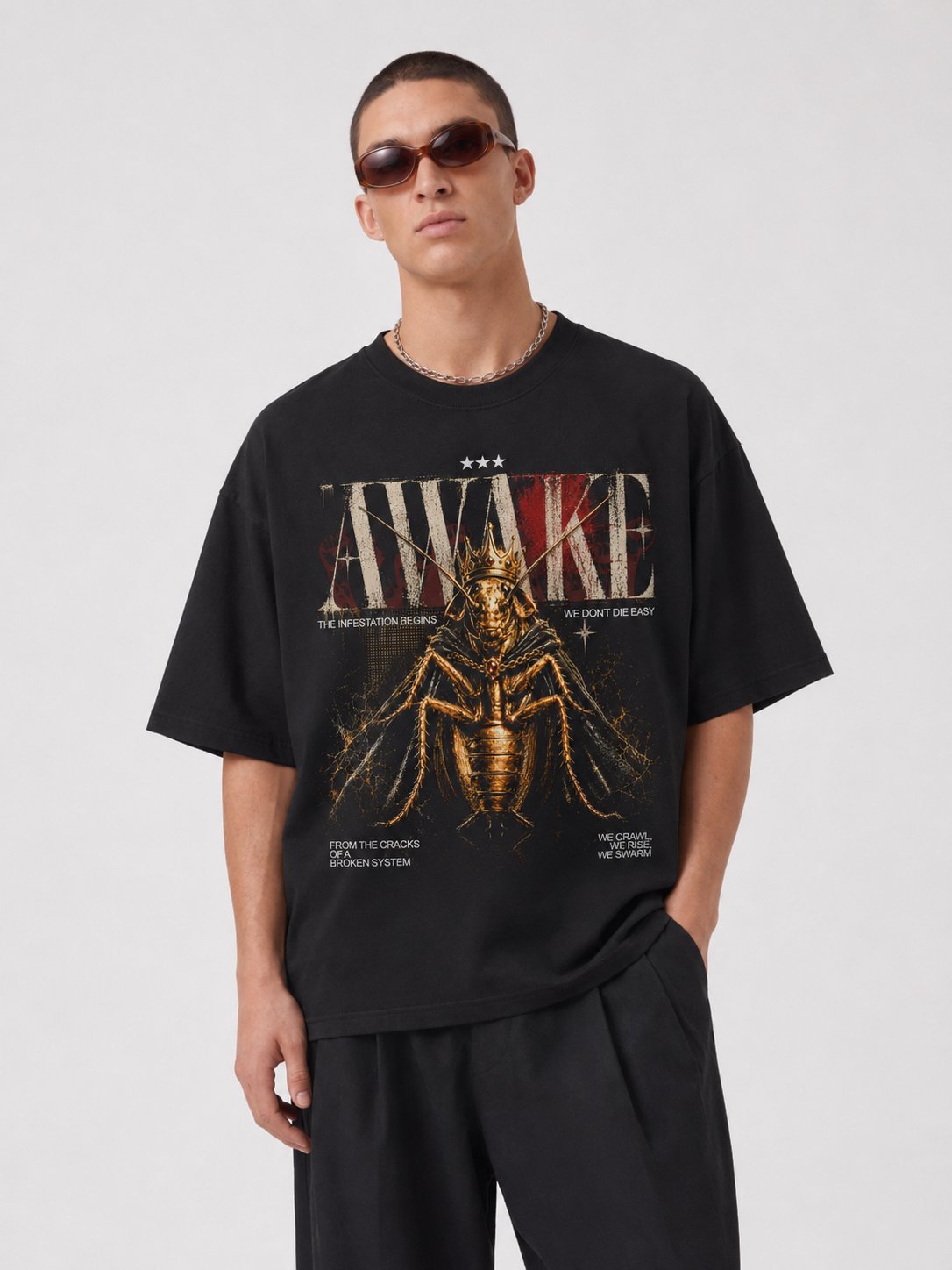 Awake Cockroach Janta Party Oversized T Shirt