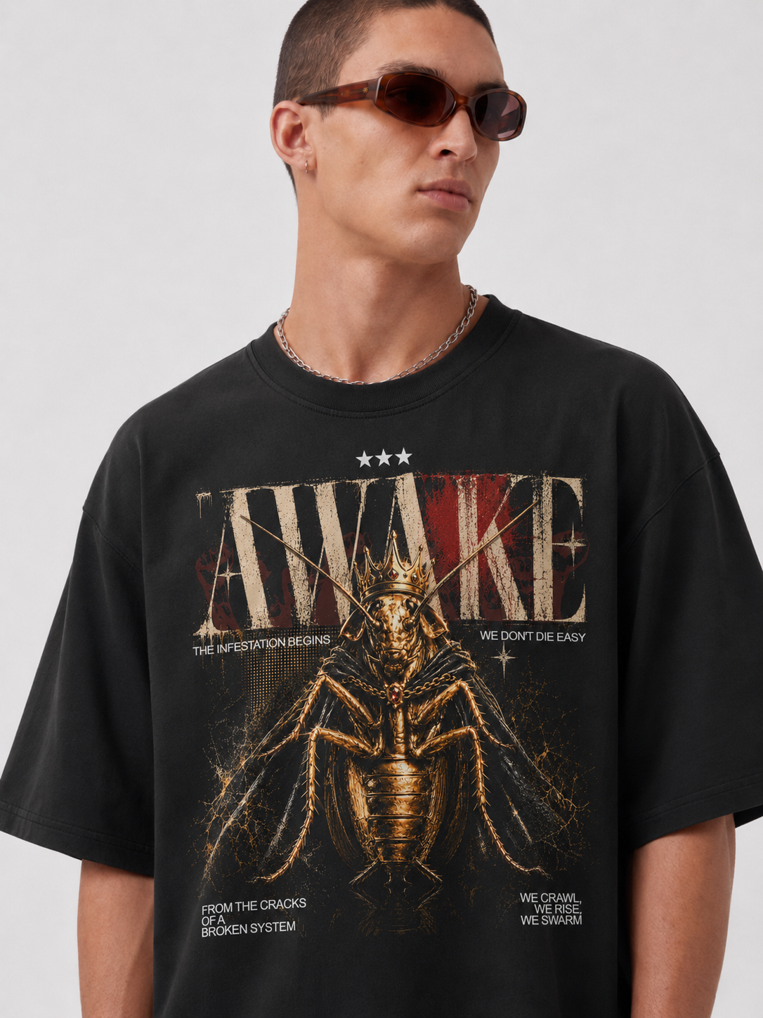 Awake Cockroach Janta Party Oversized T Shirt